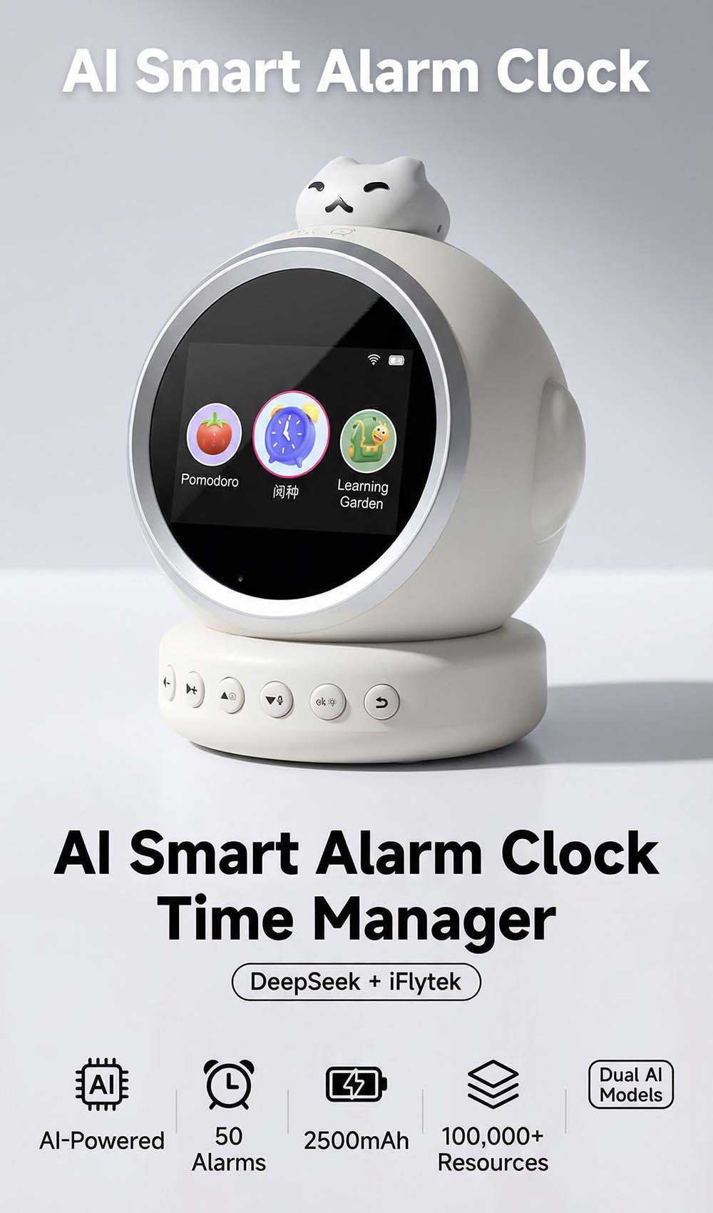Ai Smart Alarm Clock l Smart Table Clock l Voice Activate Alarm Clock l ...