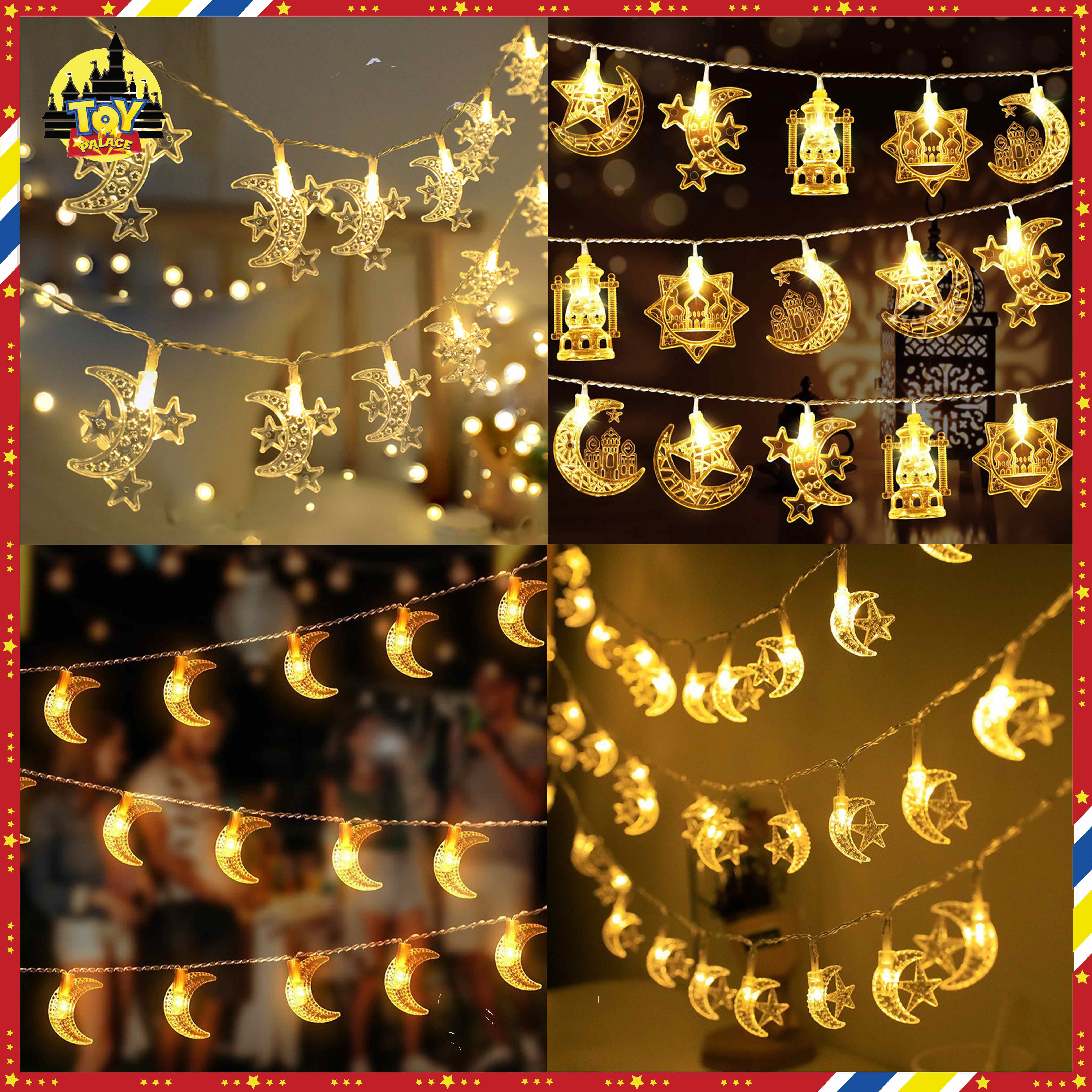 Star and Moon String Lights Muslim Decoration Led String Lights Star ...