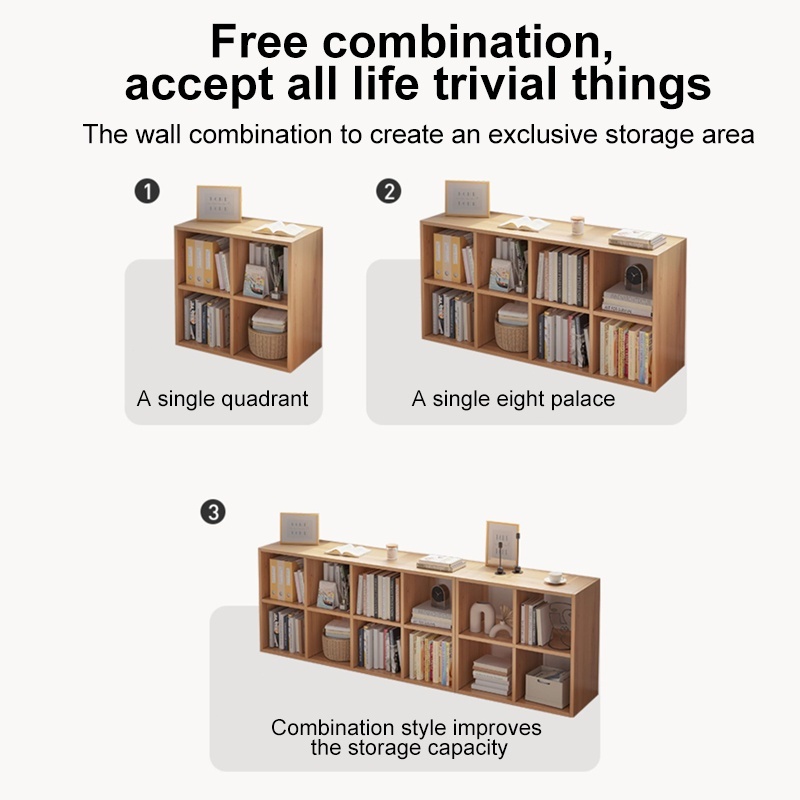 𝐆𝐫𝐞𝐞𝐧 𝐋𝐞𝐚𝐟 Multipurpose Grid Rack DIY Bookshelf rak buku Wooden ...