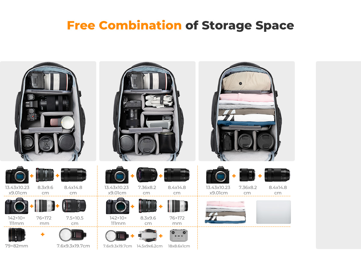 K&F CONCEPT 25L Camera Backpack Beg Kamera Multifungsi Waterproof DSLR ...