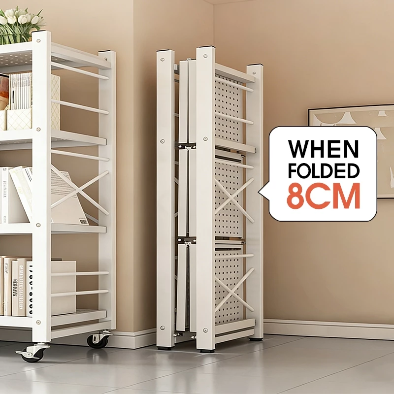 Foldable Storage Rack With Whee 3/4/5 Tiers Kitchen Rack Shelf ...
