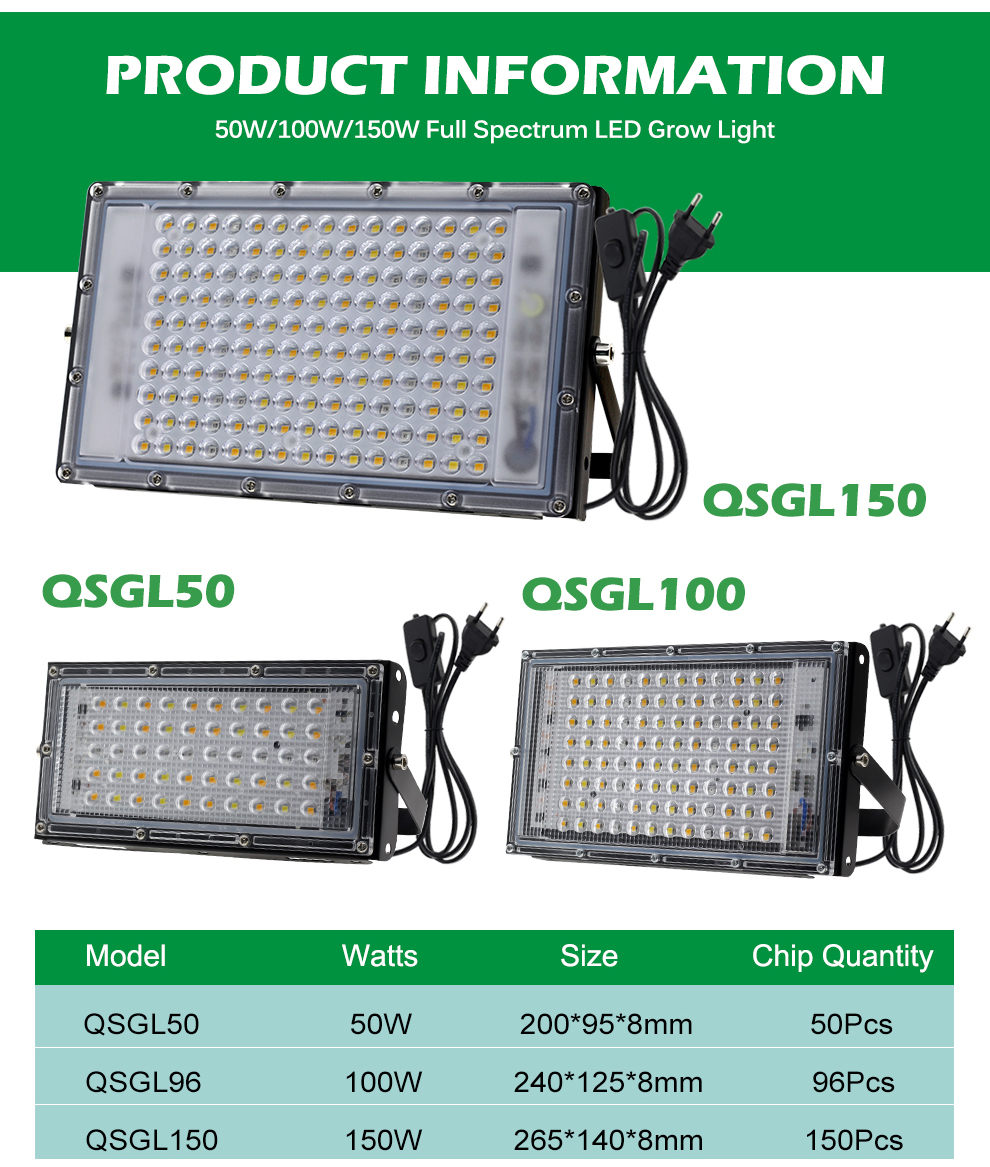Full Spectrum LED Grow Light with Stand 50W 100W 150W Plant Lamp For ...