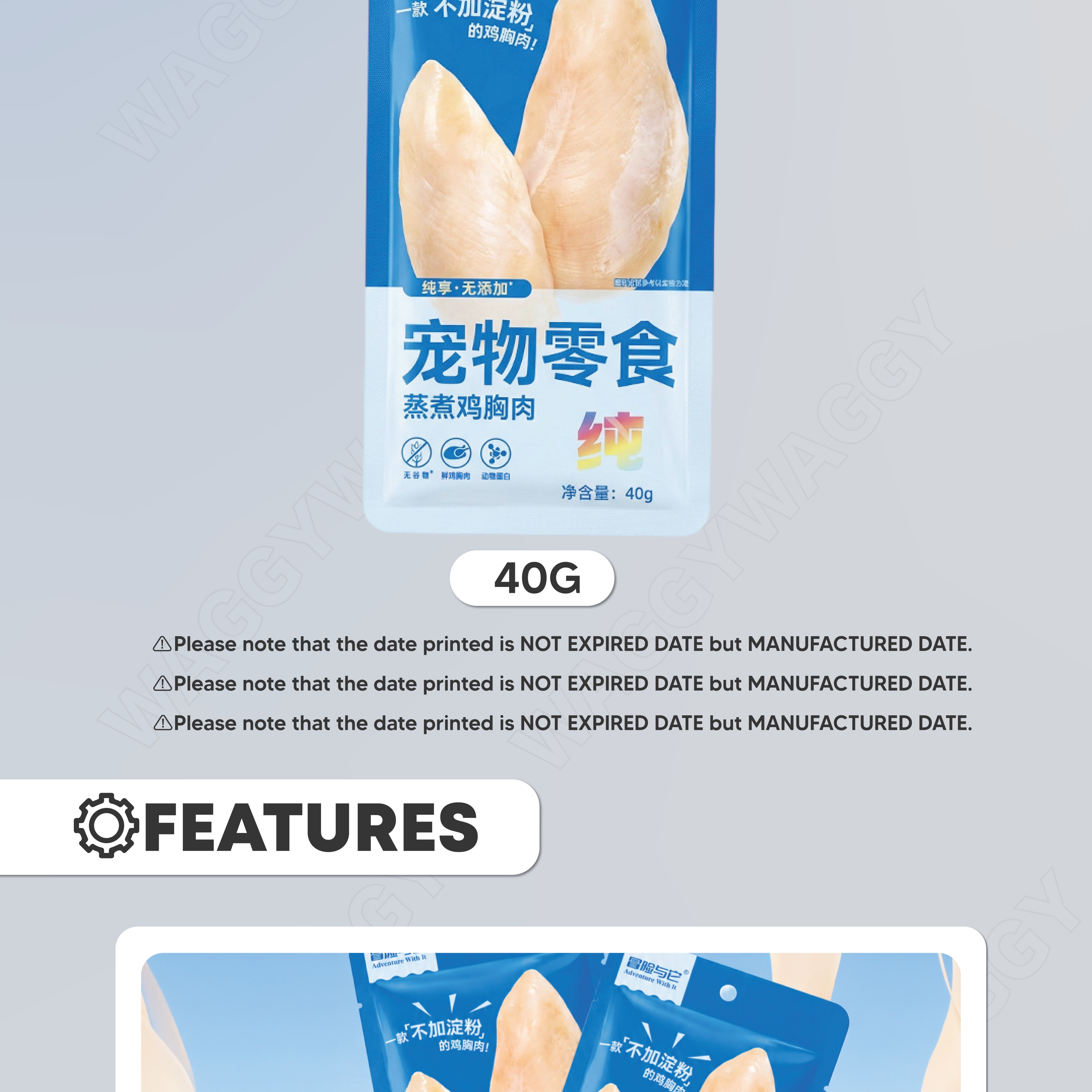 WaggyWaggy Steamed Chicken Breast 40g Combo Cat Dog Juicy Dada Ayam ...