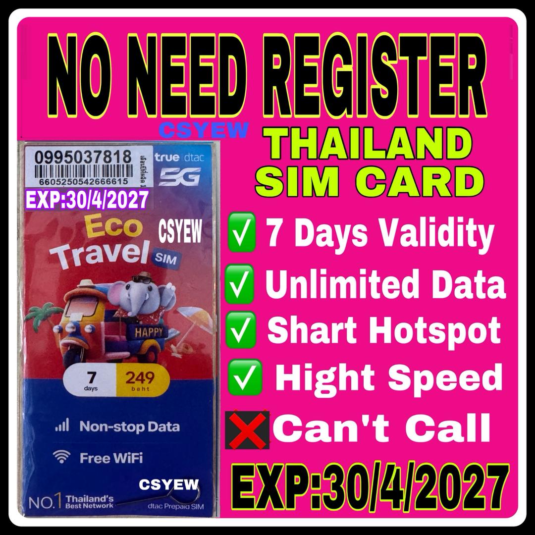 Thailand SIM Card TRUEMOVE DTAC with 7 Days UNLIMITED Internet | Shopee ...