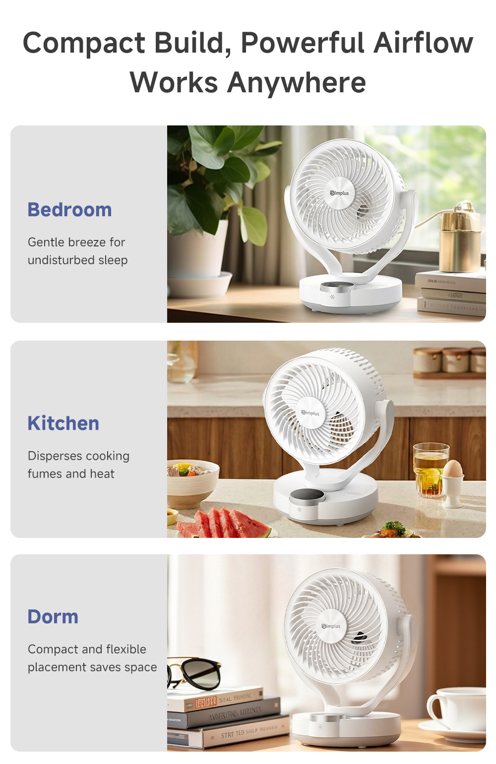 【New】Simplus Pink AI Voice-Controlled Circulator Fan 3 Speed Aroma ...