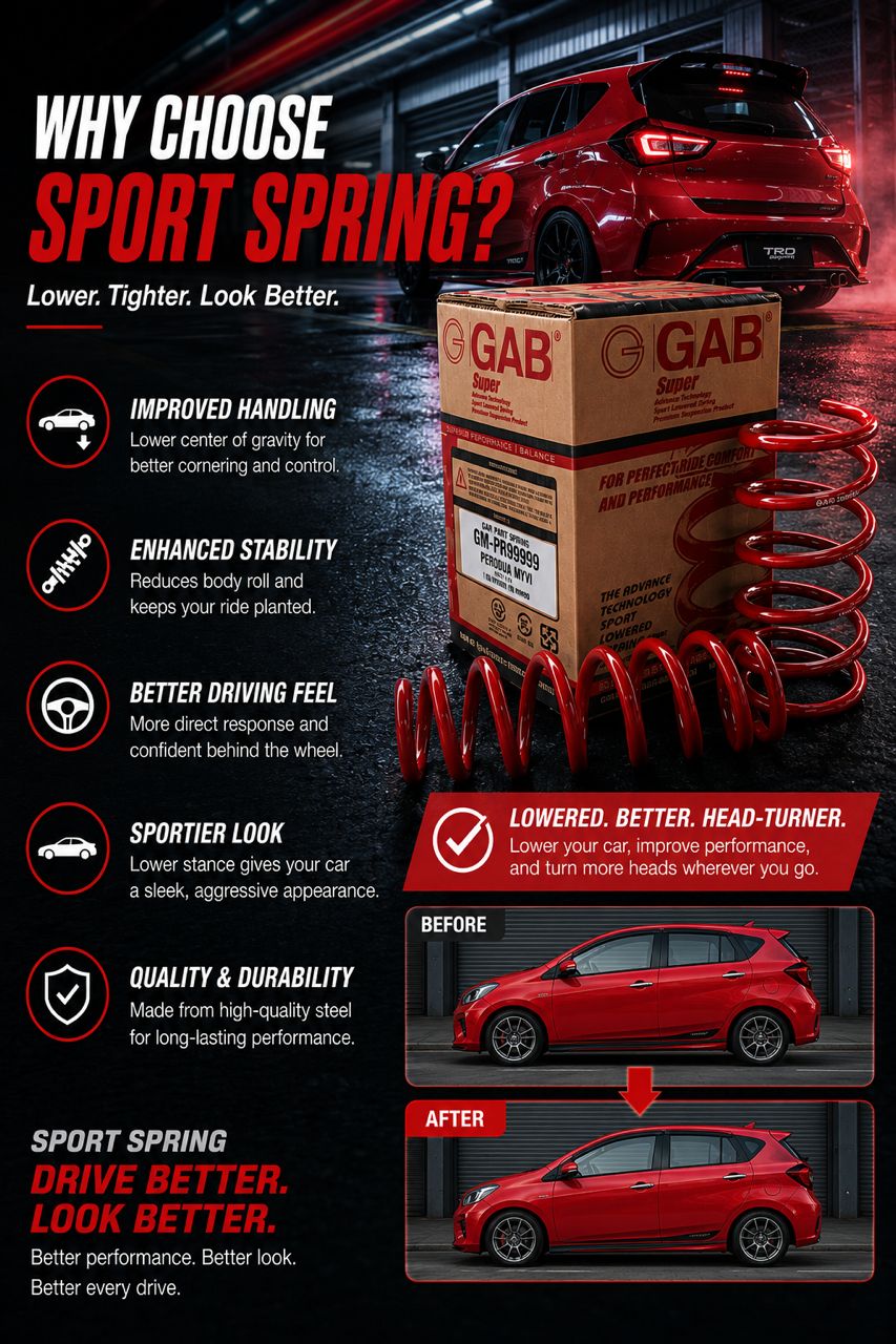 ORIGINAL GAB SPRING SPORT LOWER PERODUA AXIA D74A 1.0 TOYOTA AGYA 2023 ...