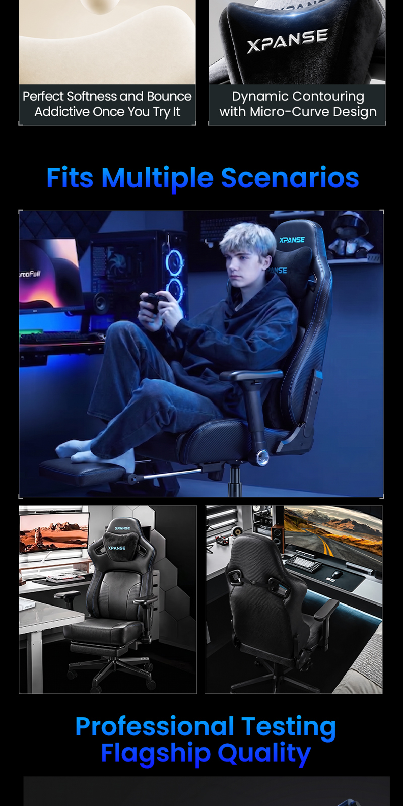 Xpanse X7 Gaming Ergonomic Chair Dynamic Lumbar Ice-Feel Comfort Office ...
