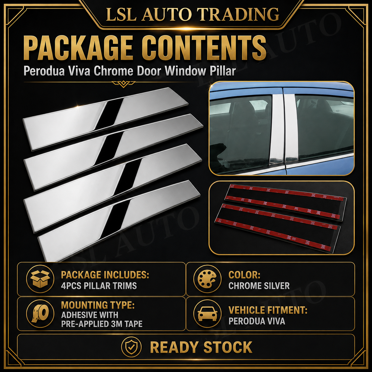 PERODUA VIVA CAR CHROME DOOR WINDOW PILLAR | Shopee Malaysia