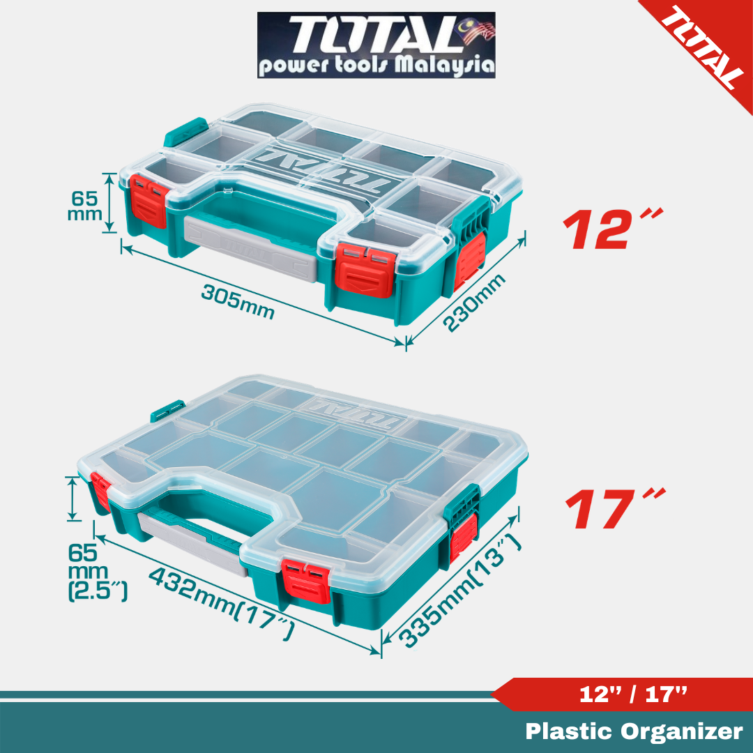 TOTAL Plastic Organizer with Stackable Design ( 12'' / 17'' / Removable ...