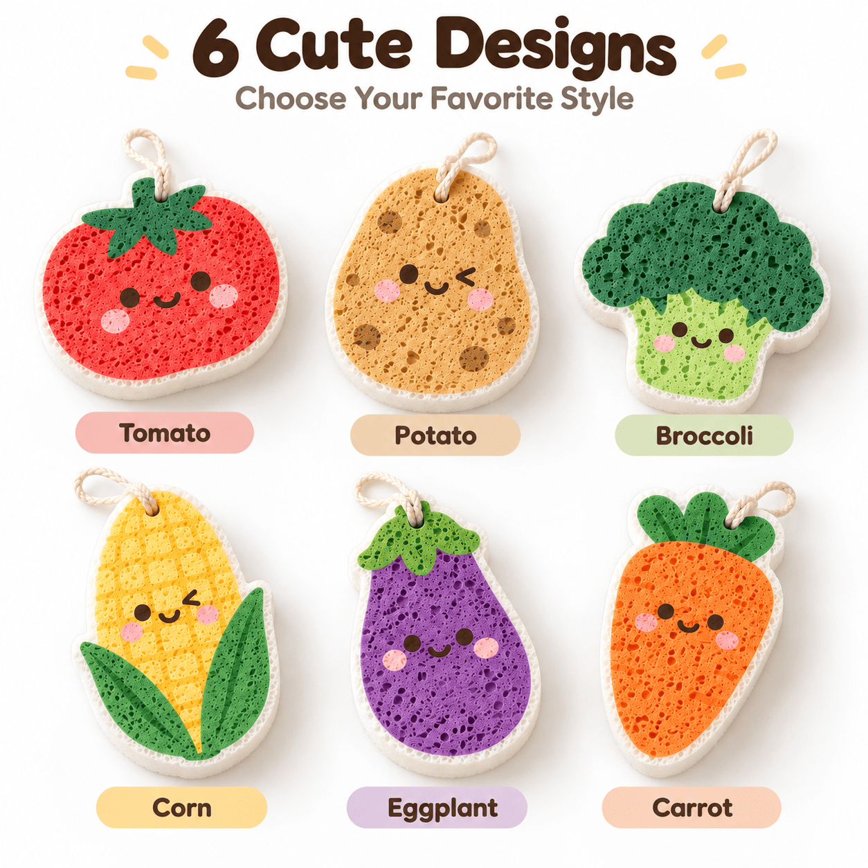 iExMart Cute Vegetable Wood Pulp Sponge | Dishwashing Scrubber Span ...