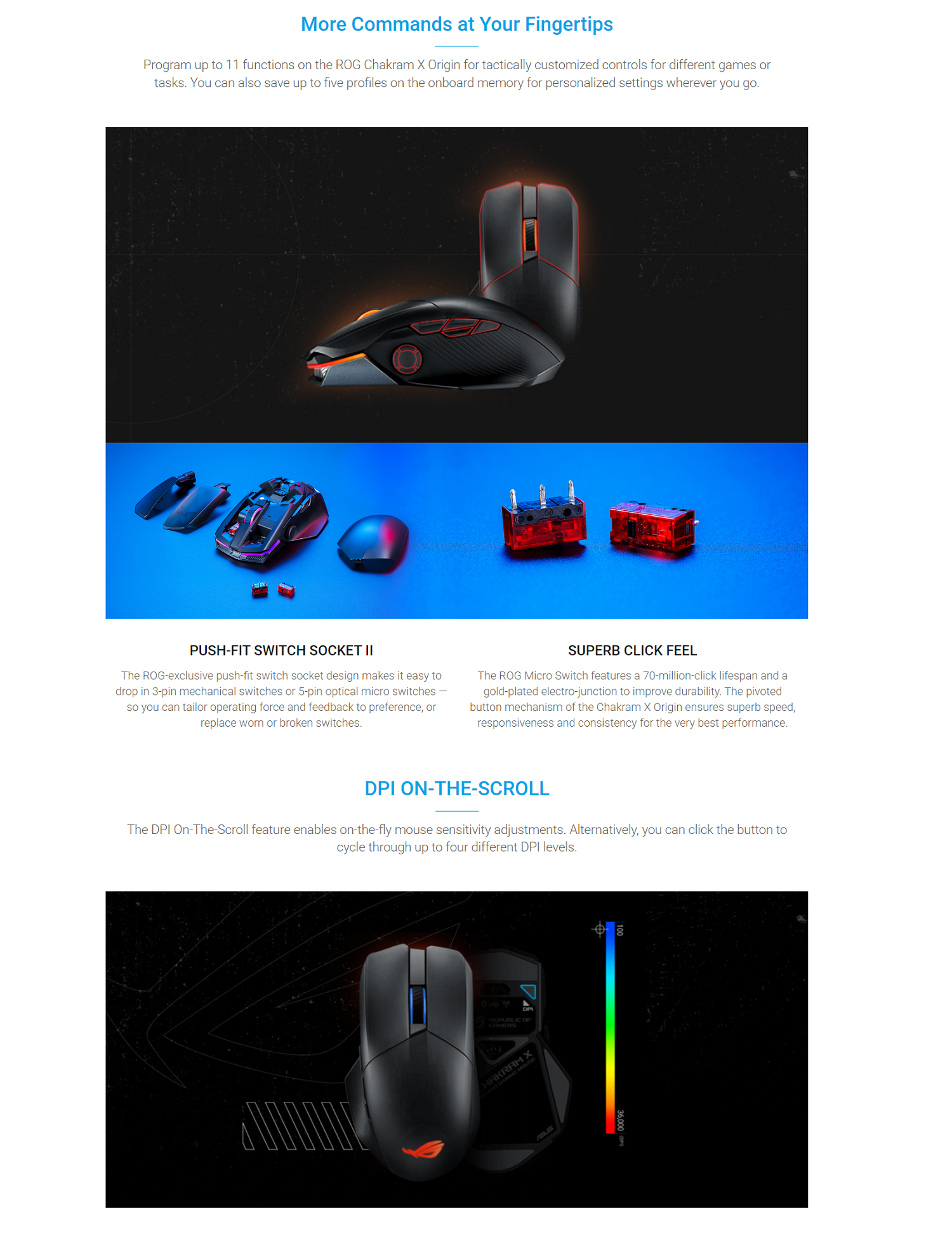 ASUS ROG CHAKRAM X ORIGIN P708 WIRELESS RGB GAMING MOUSE WITH 36,000 ...