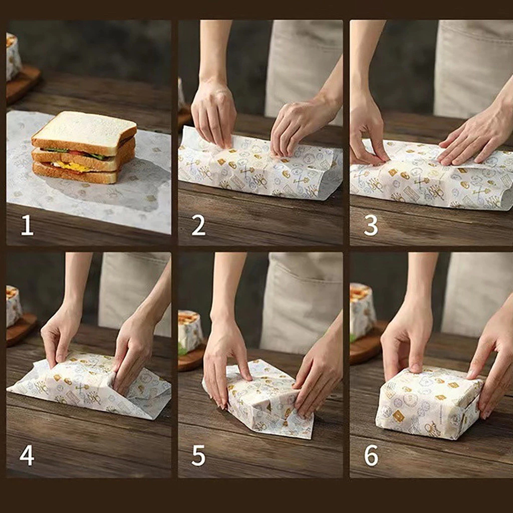 Sandwich Paper 50pcs Food Wrapping Toast Food Wrap 38x28cm Grease Paper ...