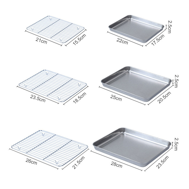 304 Stainless Steel Tray Food Trays Baking Tray Cooling Rack Set Patch ...