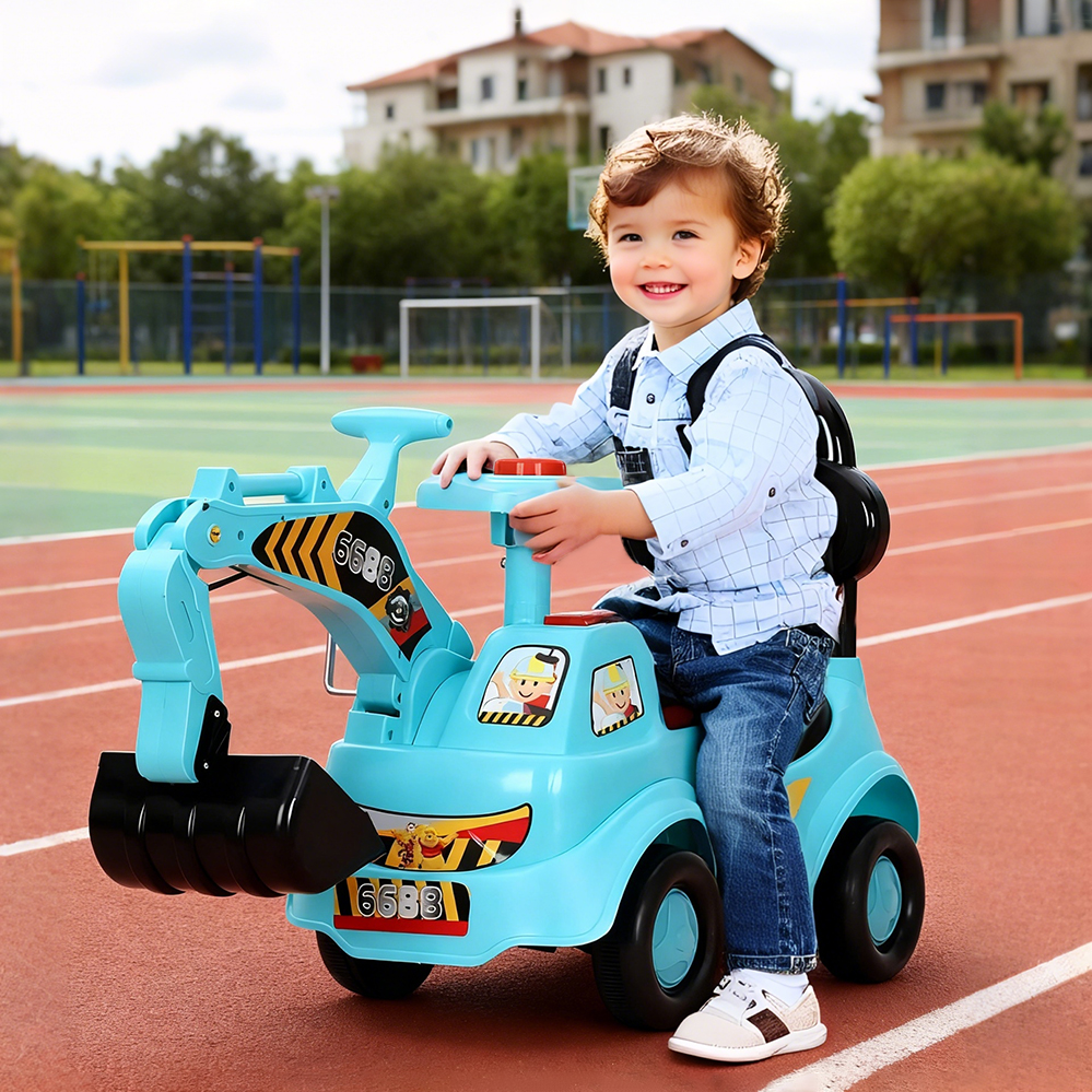 Kids Ride On Excavator With Music Children Digging Machine Push Car ...