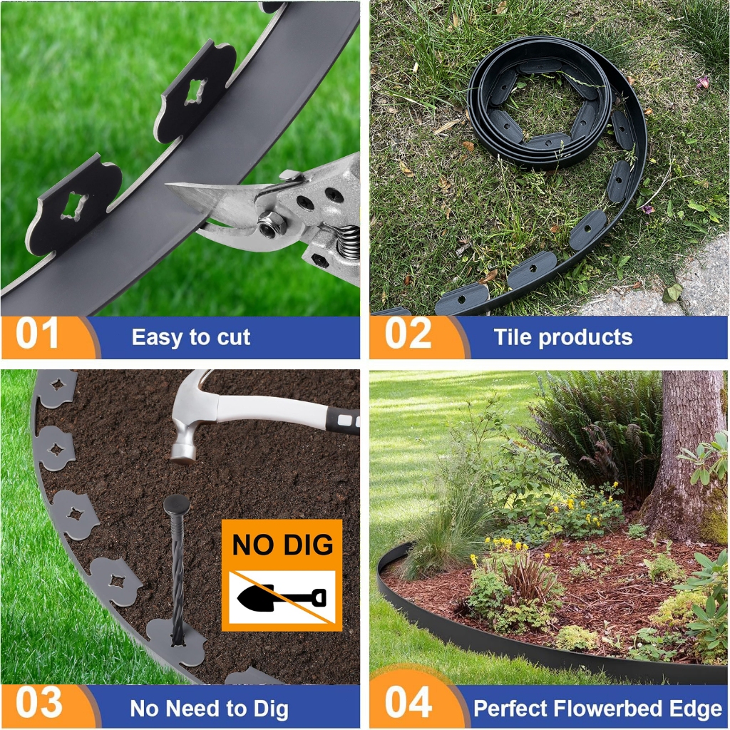Garden Lawn Edging 5M 10M Recyclable HDPE Border Grass Edging Border ...