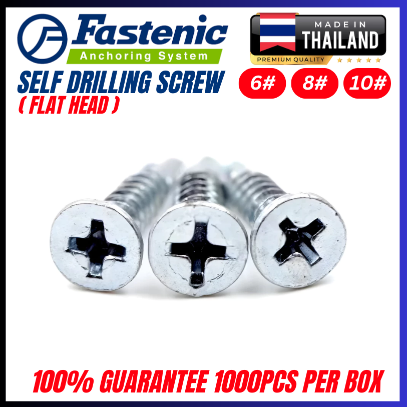 (BOX/KOTAK) FASTENIC FLAT HEAD SELF DRILLING SCREW (SDF) 1000PCS /SCREW ...