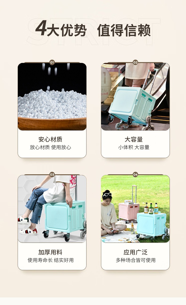 ATP Troli Foldable Rolling Trolley Storage Box Small Pull Cart for ...