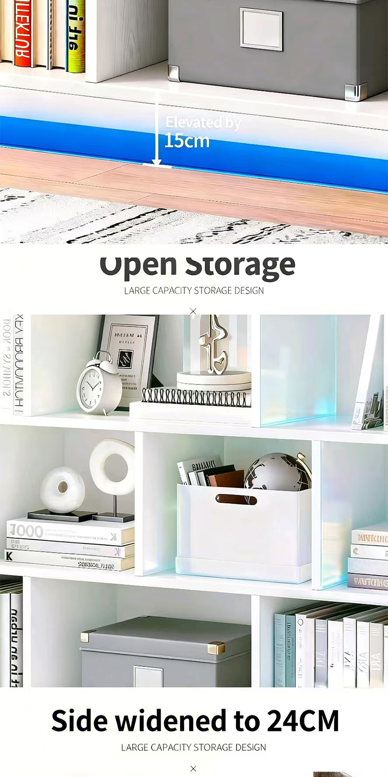 CM-Multipurpose Grid Rack Bookshelf Cabinet Utility Shelf Wooden Shelf ...