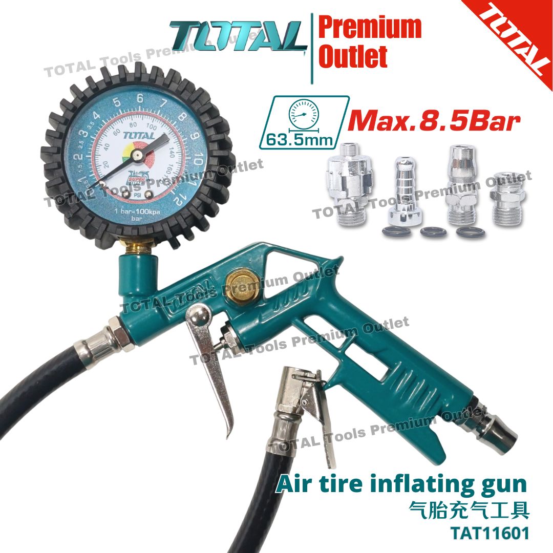 TOTAL Tools Air tire inflating gun Max pressure 8.5Bar (120PSI) 气胎充气工具 ...