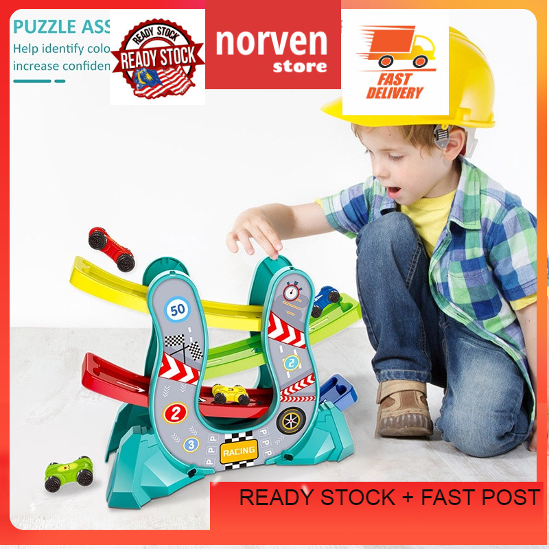 Toys Baby Early Learning Ramp Racer with 4 Cars Ladder Sliding Slide ...