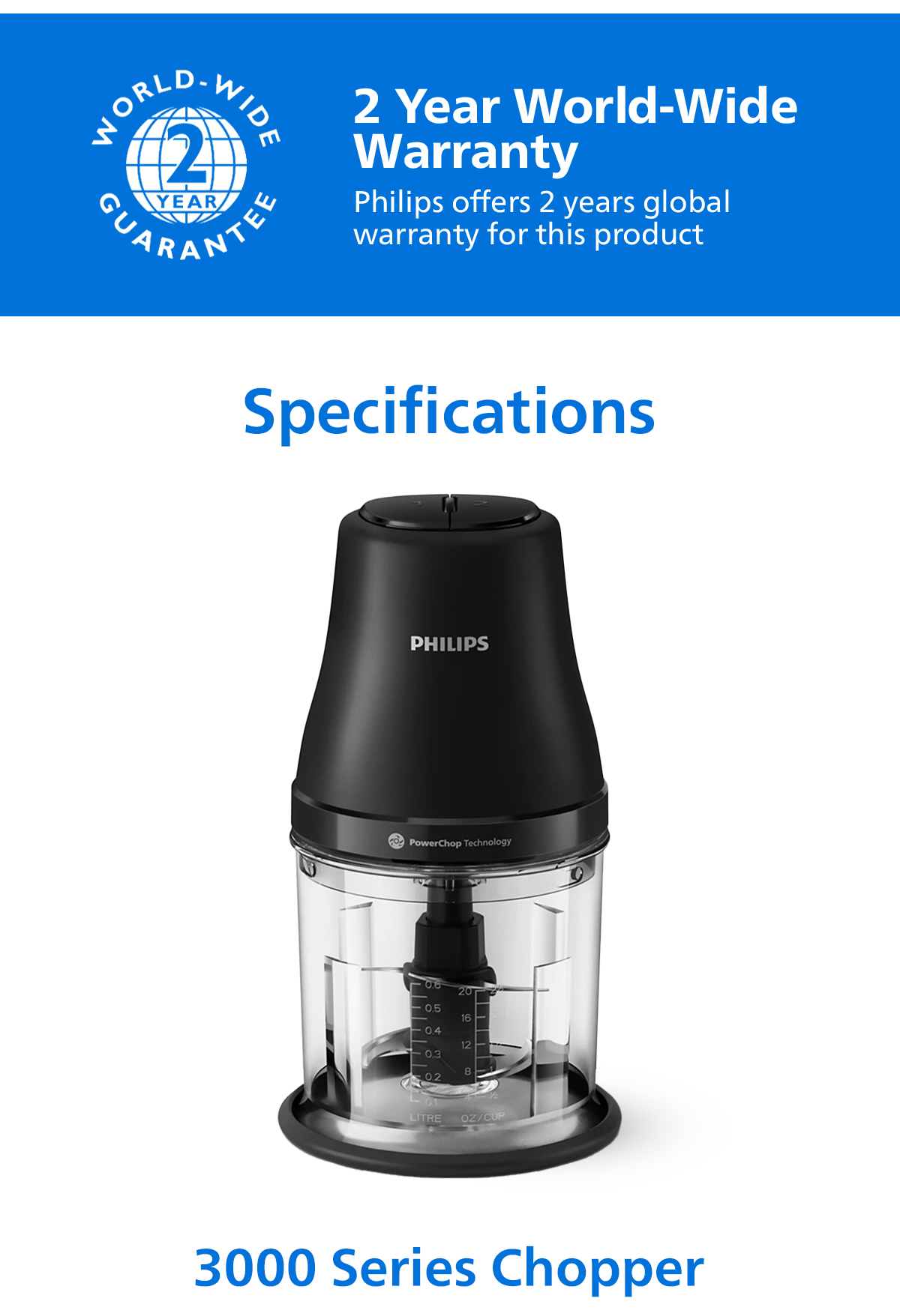 Philips HR1501 Chopper | Stainless Steel Blade | 1L Capacity | 450W ...