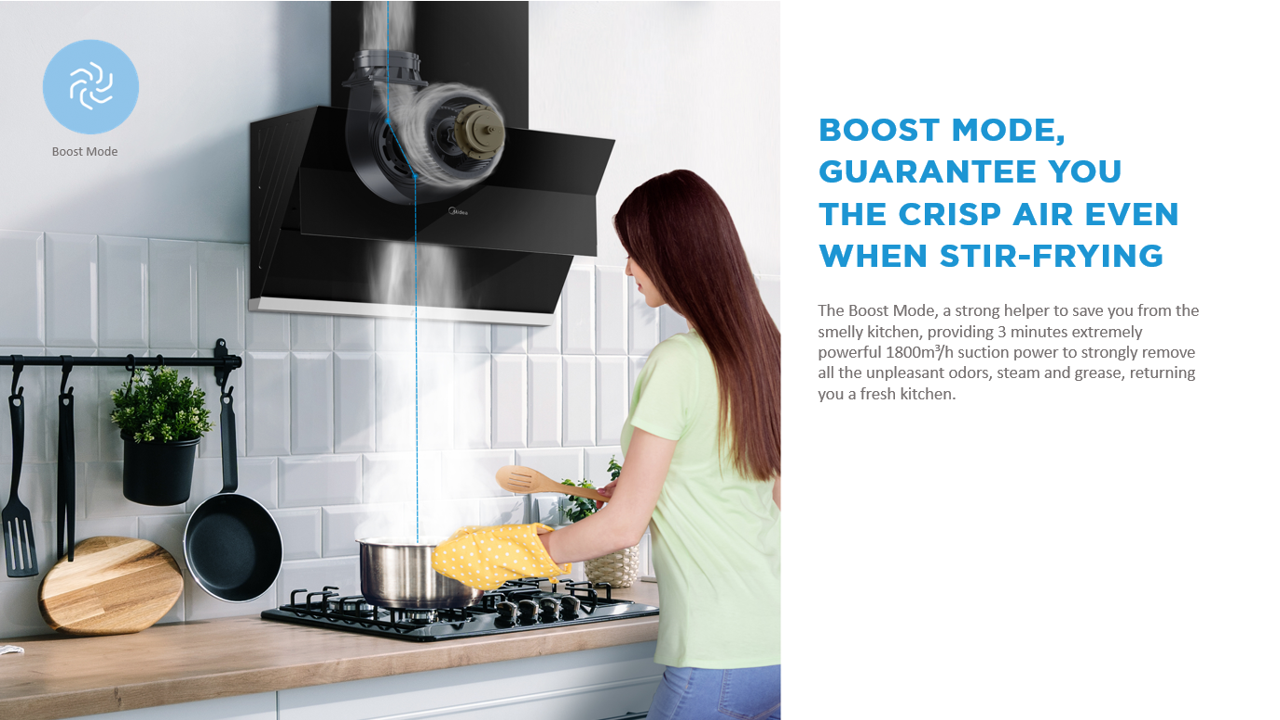 Midea Chimney Hood - MCH-90J18 Suction power: 1800m3/hr | Shopee Malaysia