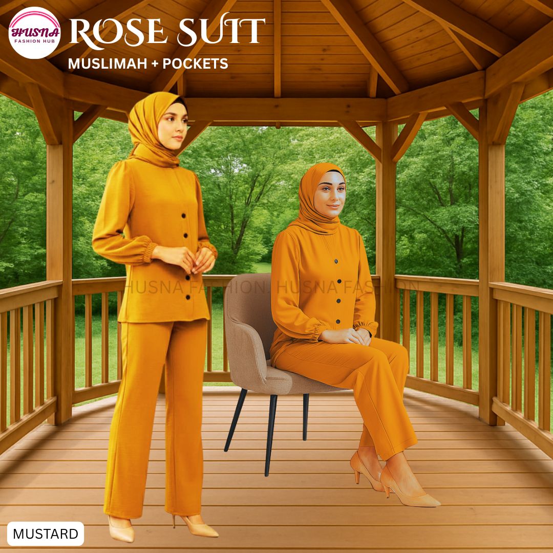 ROSE SUIT MUSLIMAH IRONLESS SET WARDA BLOUSE BERBUTANG + PALAZZO ...