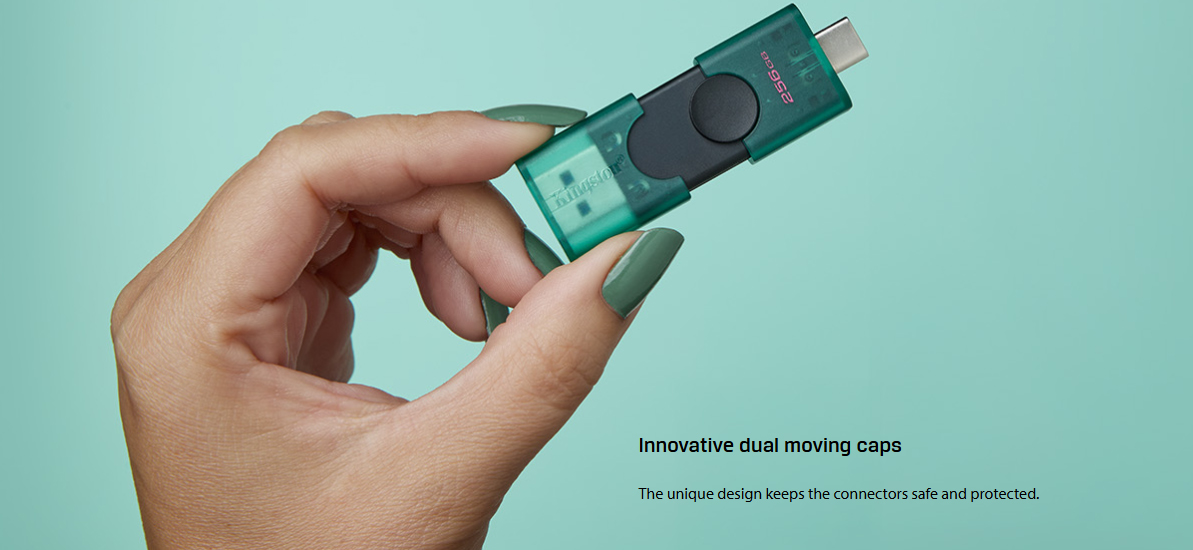 Kingston DataTraveler® Duo USB Flash Drive With dual USB-A/C moving cap ...