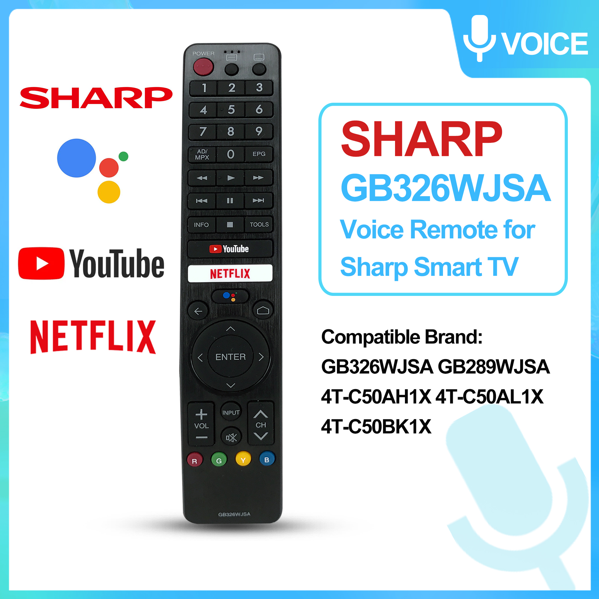 GB326WJSA Sharp Smart Android Tv Remote Control Replacement Sharp ...