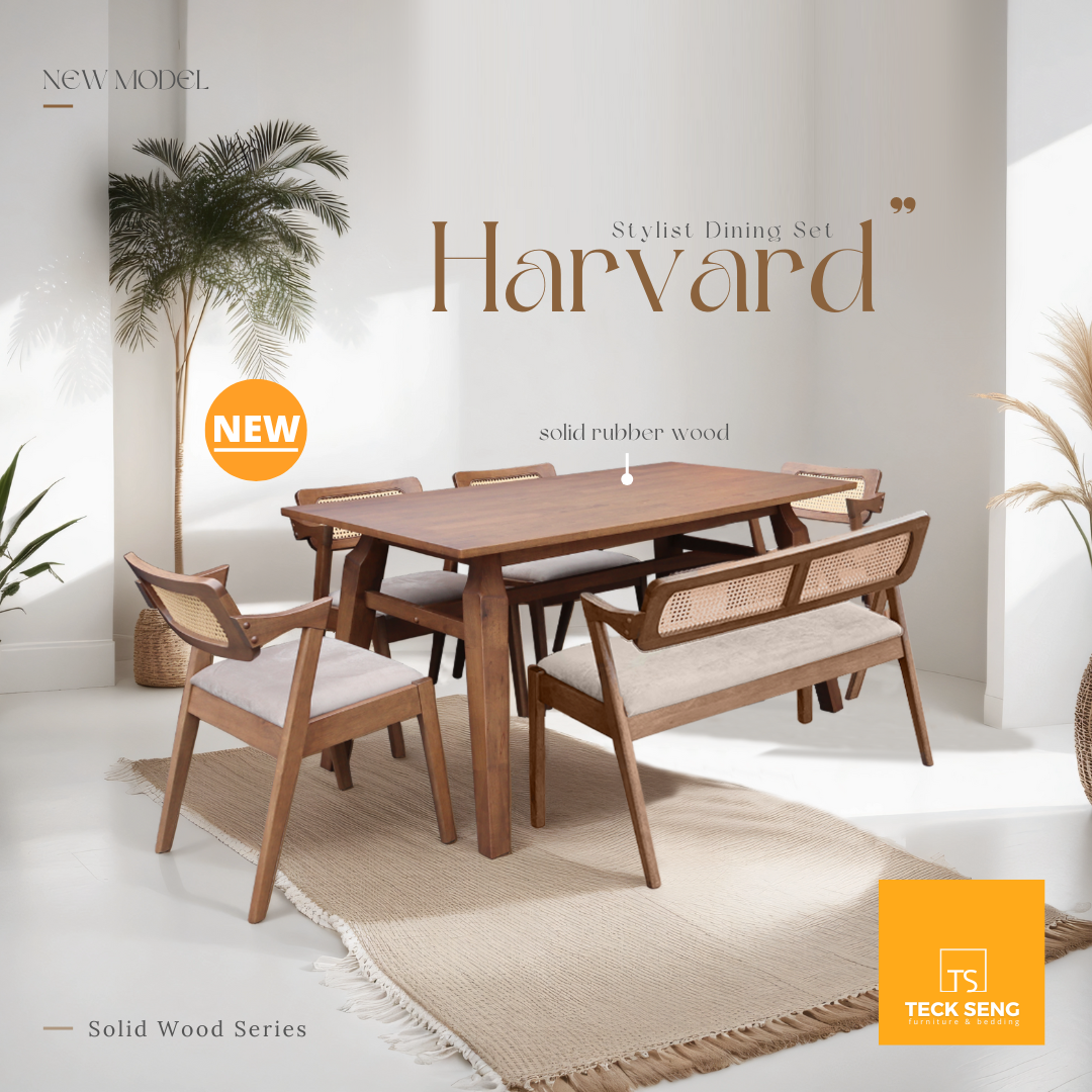 [TECK SENG] Modern Wooden Dining Set/ Solid Rubber Wood/ Ready Stock ...