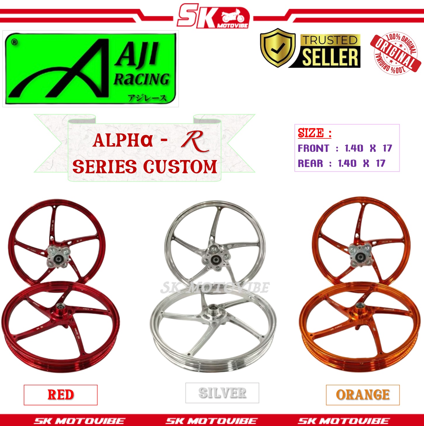 AJI RACING ALPHA R / ALPHA - R SERIES SPORT RIM ( 1.40/1.40 X 17 ) 4 ...