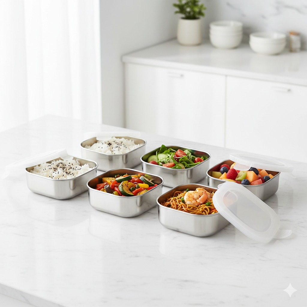 ECHO Stainless Steel Square Container with Lid | Shopee Malaysia
