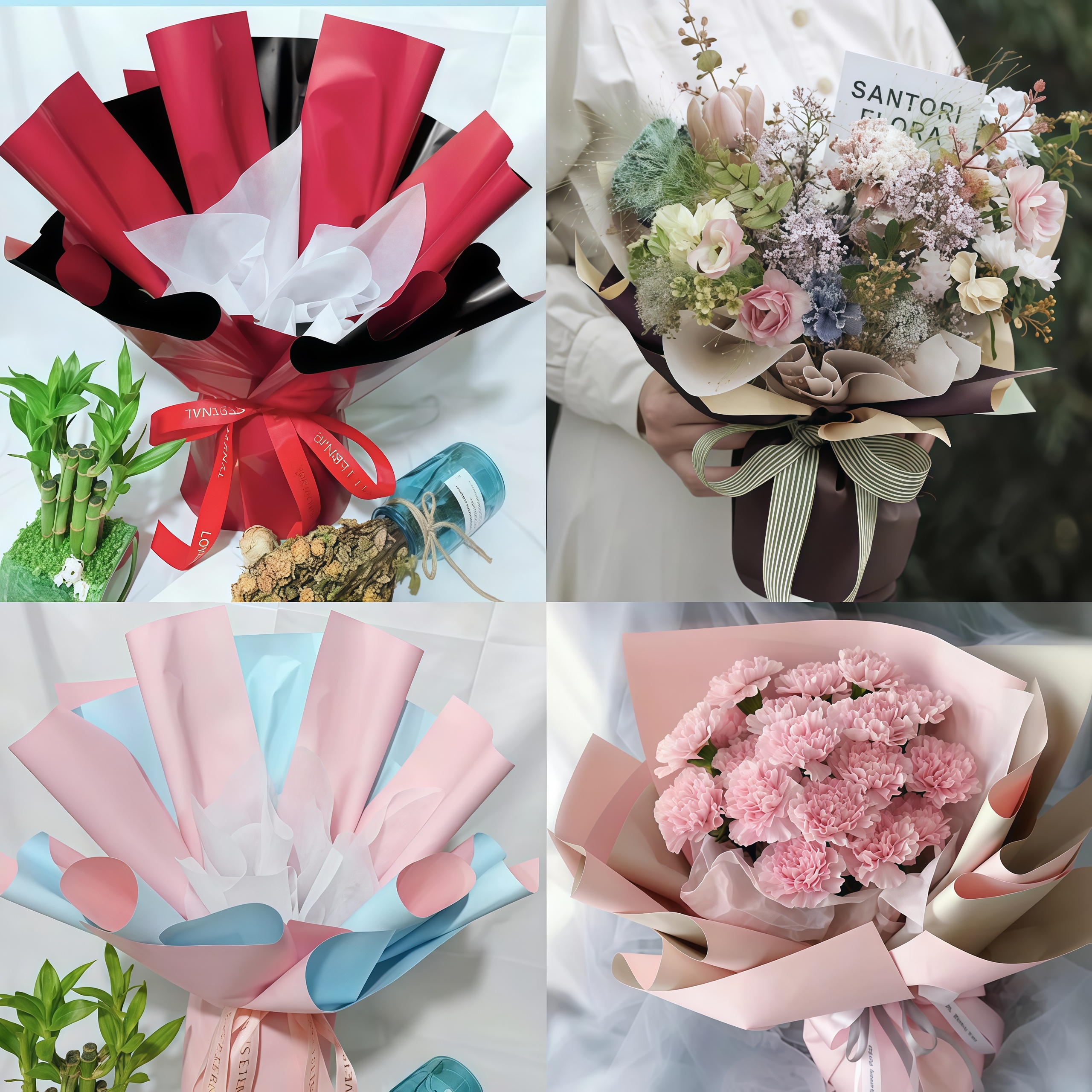 20pcs Two-Sided Colored Flower Wrappers Korean Wrapper Handmade Gift ...