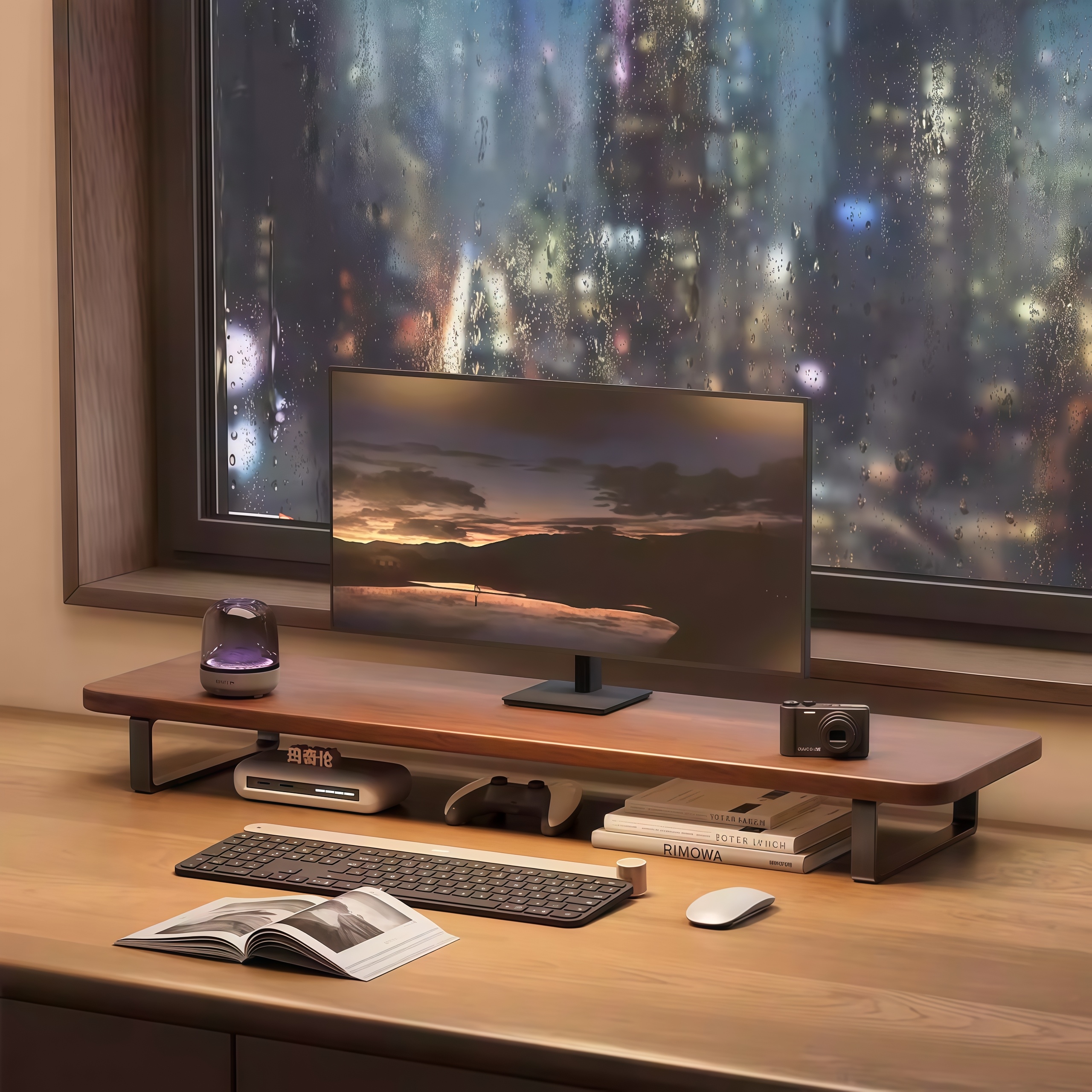 Computer Monitor Rack Wooden Desktop PC Rack Desk Organizer Base ...