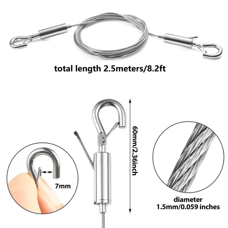 Wire Rope 304 Plastic coated Steel Adjustable Automatic Wire Rope ...
