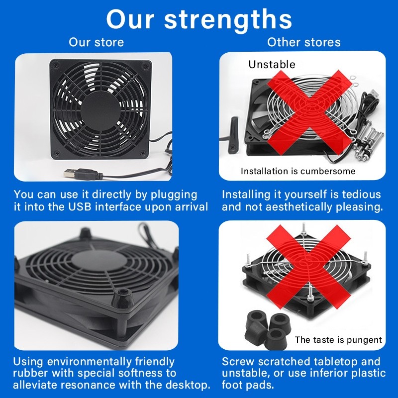 Powerful WiFi Router USB Fan 1800RPM 12CMCooling Fan For LCD TV Android ...