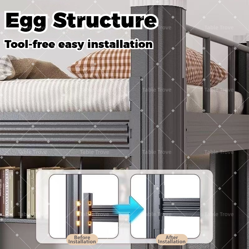 TABLETROVE Bunk Bed Frame Double Layered Overweight Bed Loft Bed ...