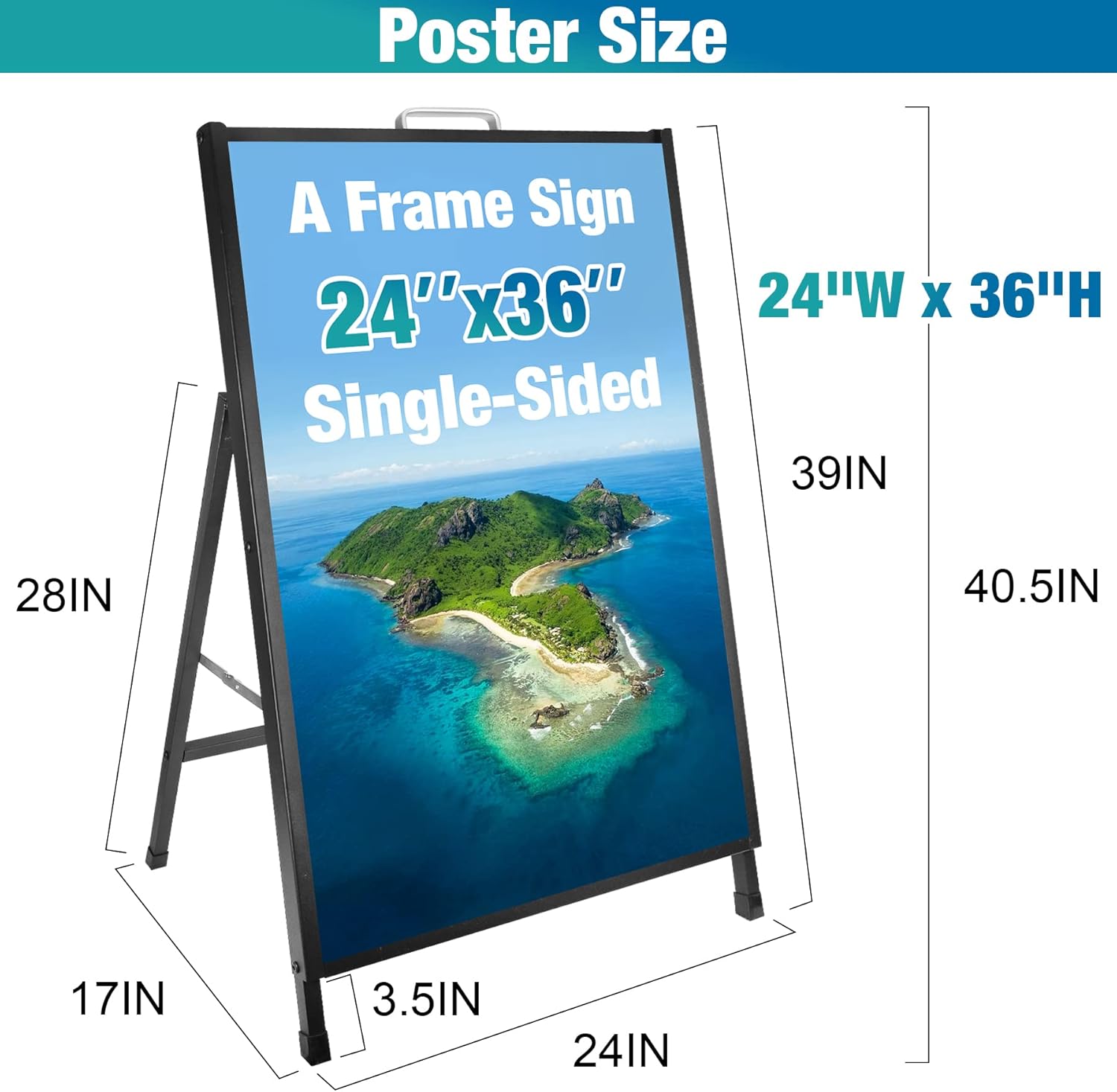 80x120 A-Frame Poster Stand Heavy Duty Metal Double Sided Signboard ...