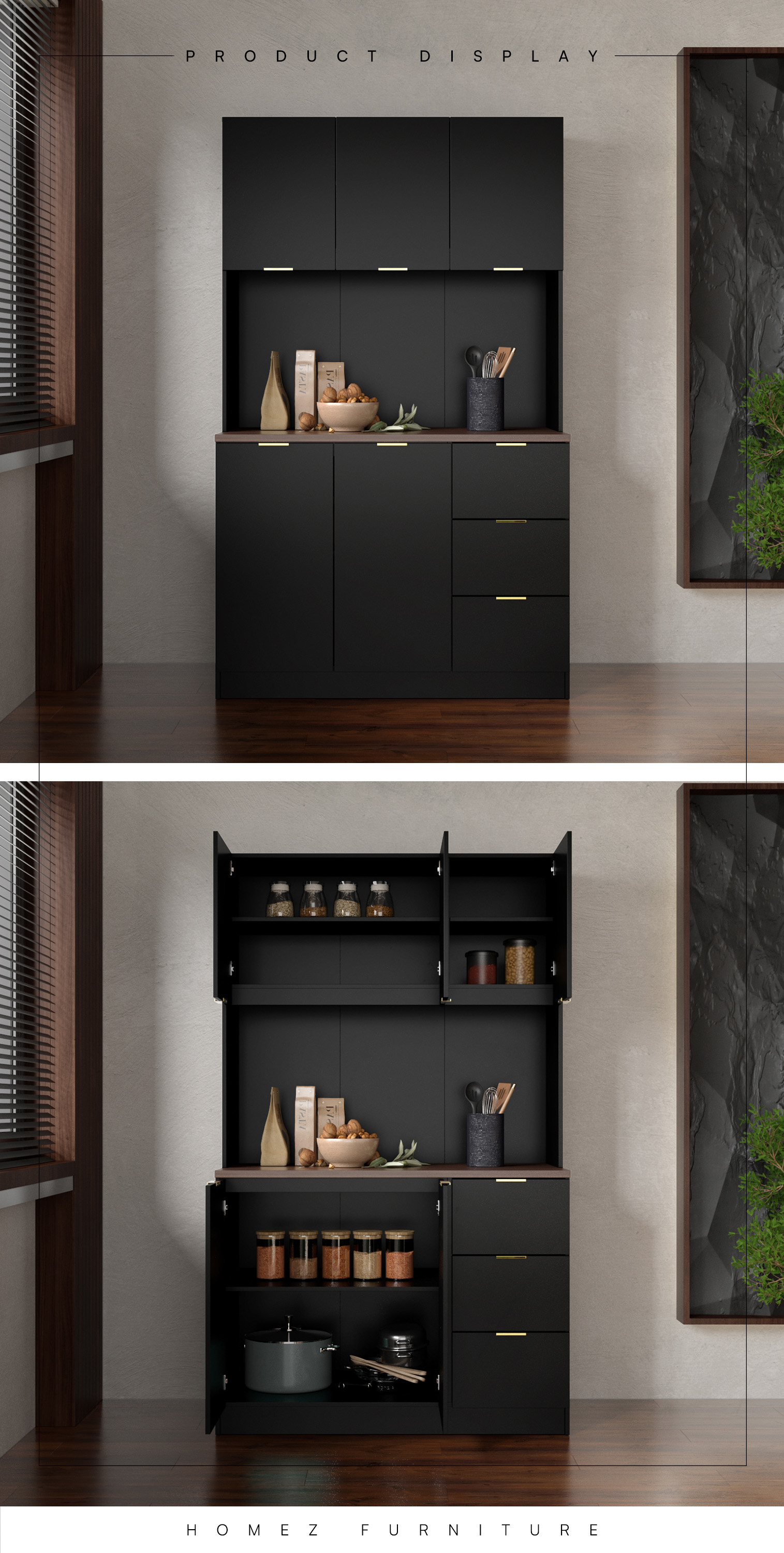 [FREE SHIPPING] KitchenZ Layra Series Melamine Kitchen Cabinet Soft ...