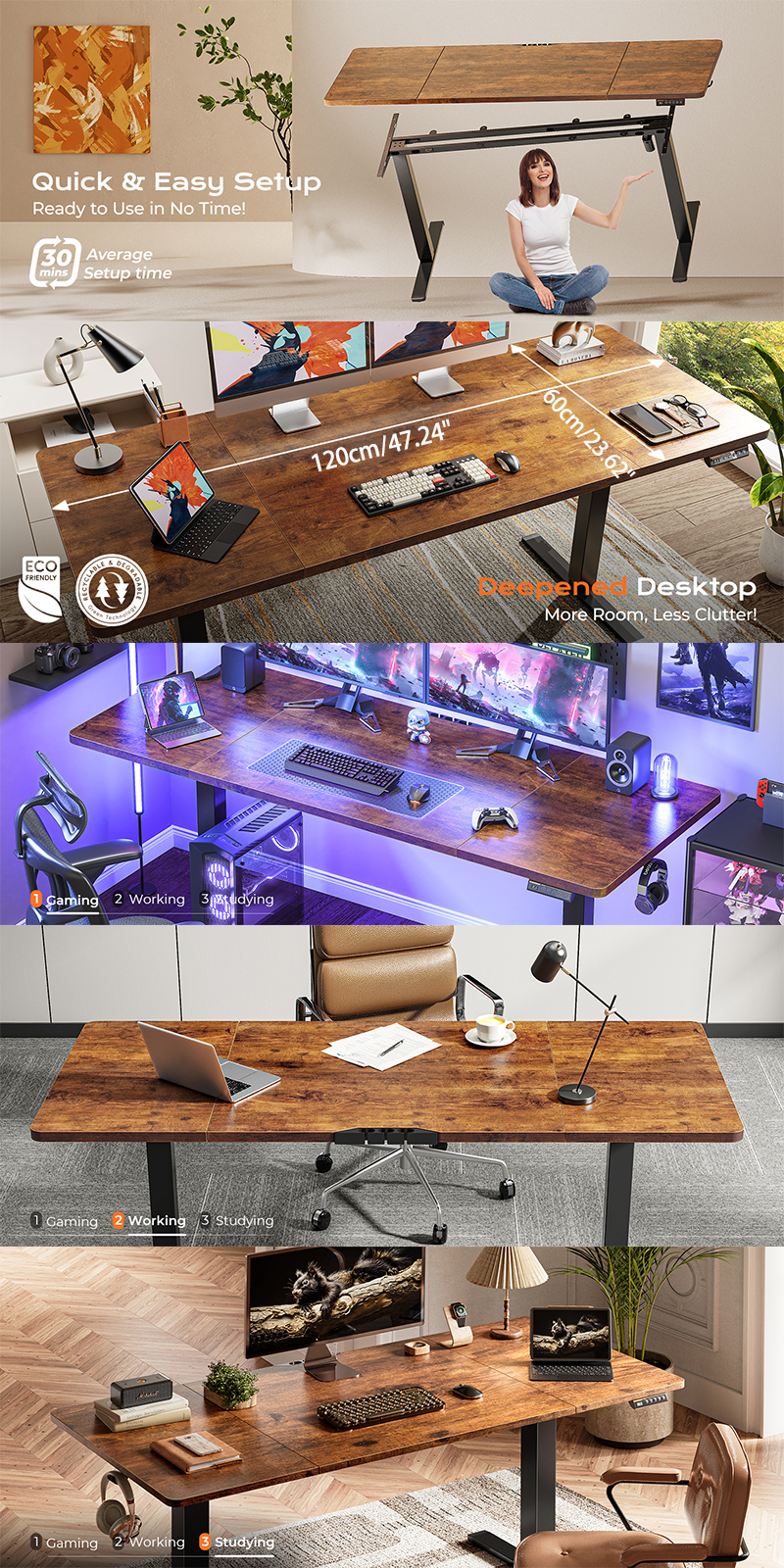 DO Electric Meja Belajar Gaming Computer Table Study Desk Height ...