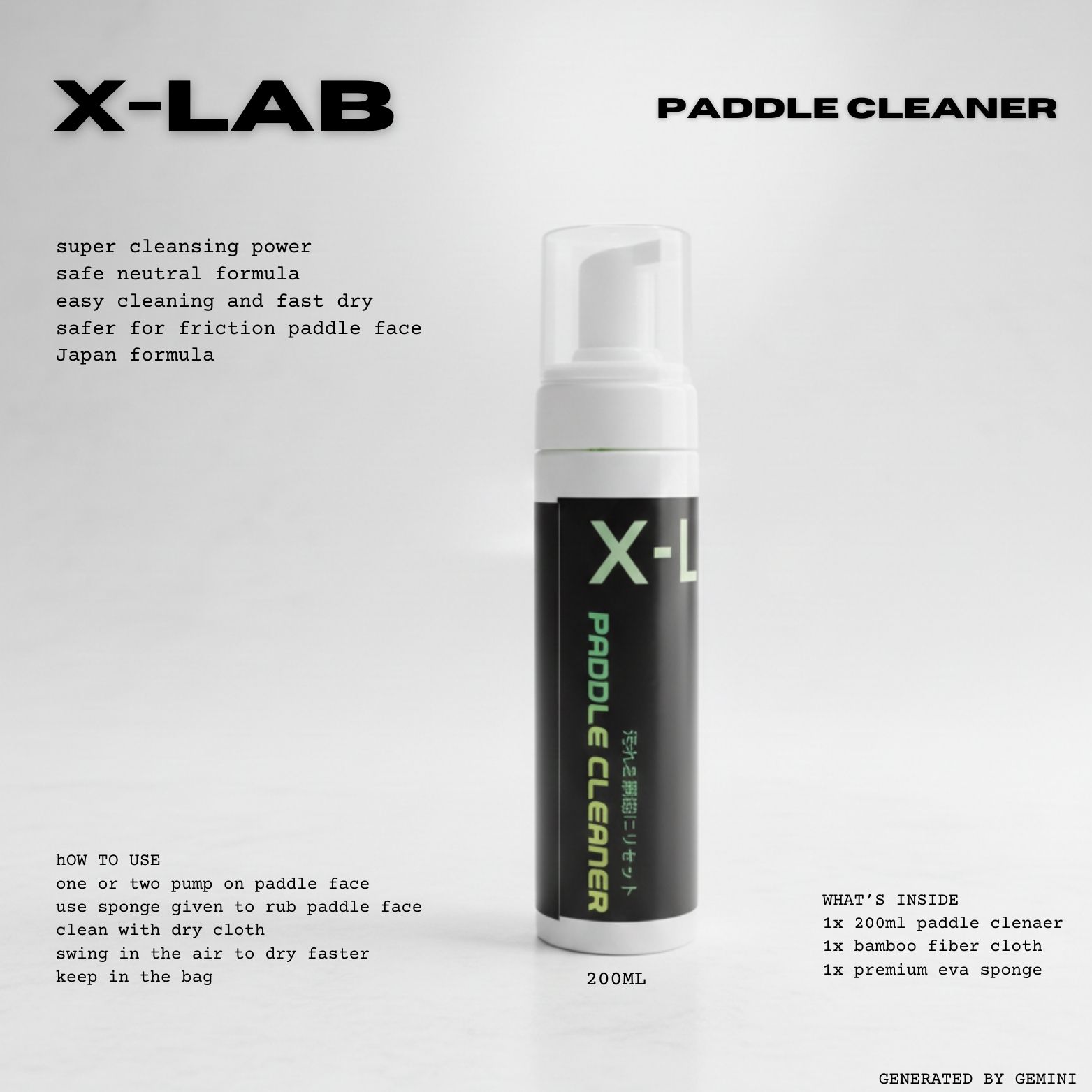 XLAB Pickleball Paddle Cleaner | Safe Formula | 200ML | Protect your ...