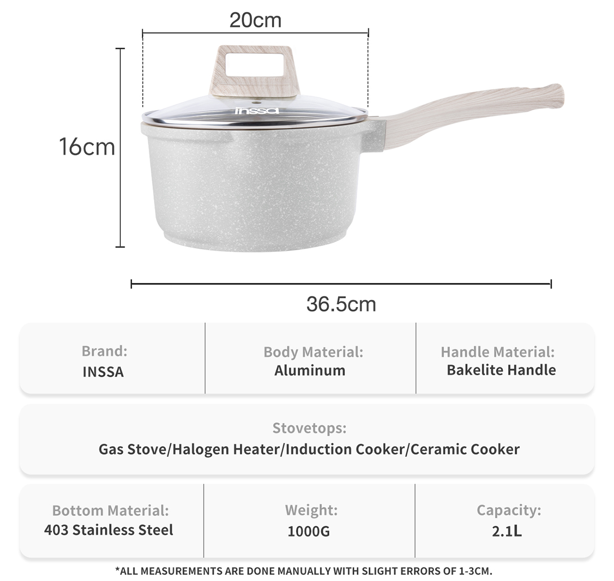 Simplus 18CM Saucepan Teflon Non-Stick Coating PFOA Free Compatible ...