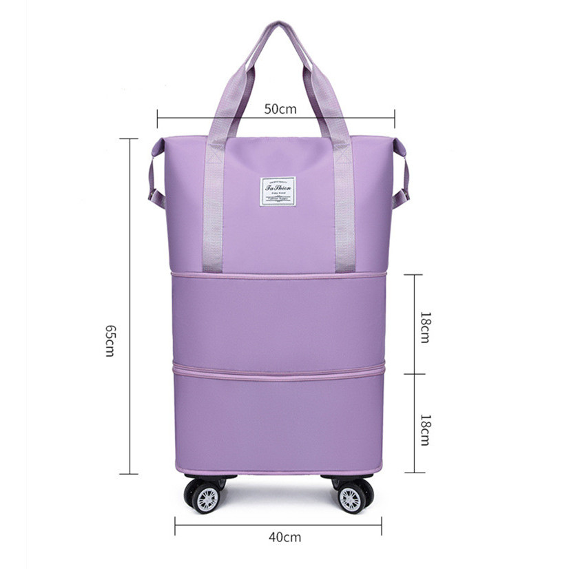 Large Capacity Roller Travel Bag Portable Double Layer Extendable Bag ...