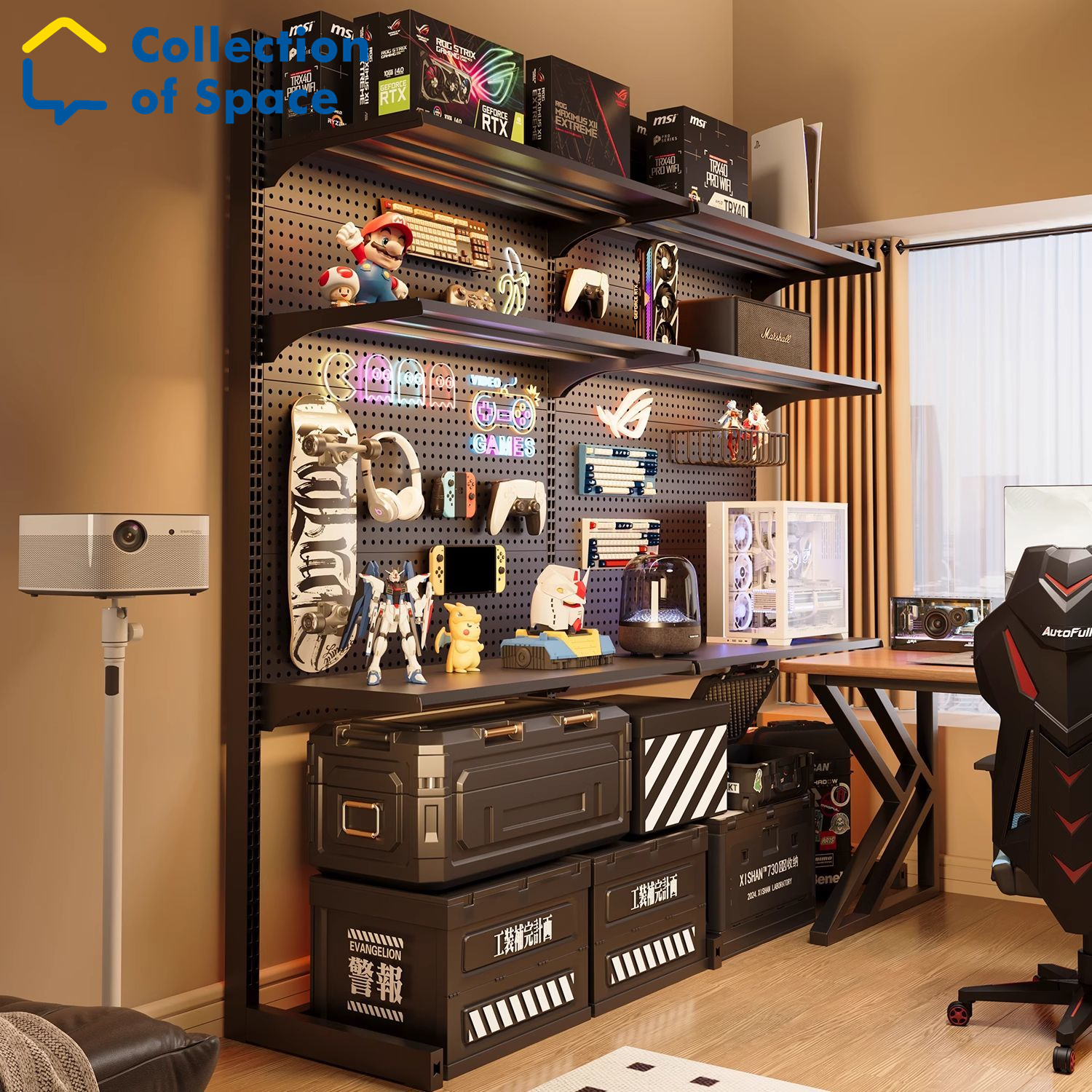 Gaming Room Pegboard Rack Rak Pegboard Berdiri Display & Storage for ...