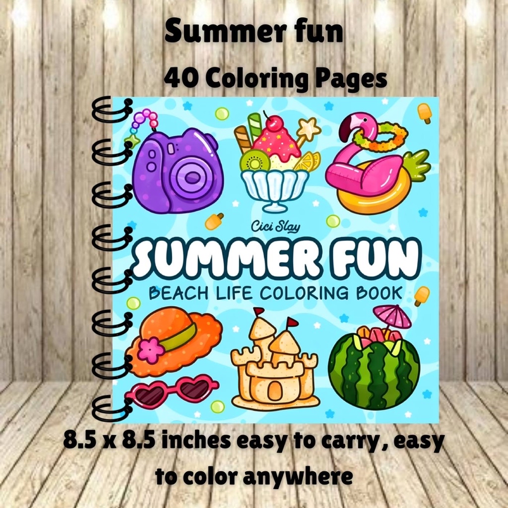 Summer fun by Cici slay coloring book 40 coloring pages Kertas Kertas ...
