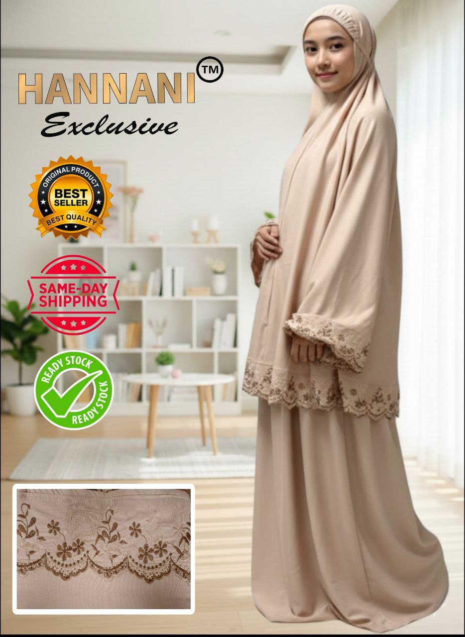 Telekung Balqis Premium Kain Cotton Berkualiti Tinggi & + Percuma Beg ...