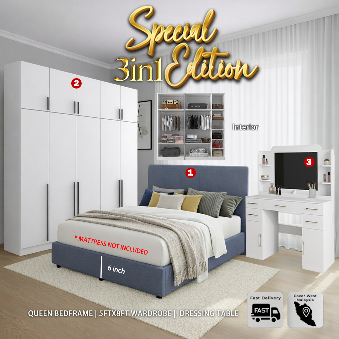 SKL Furniture QUEEN BED ROOM SET WITH ADD ON MATTRESS/TILAN/5 Feet ...