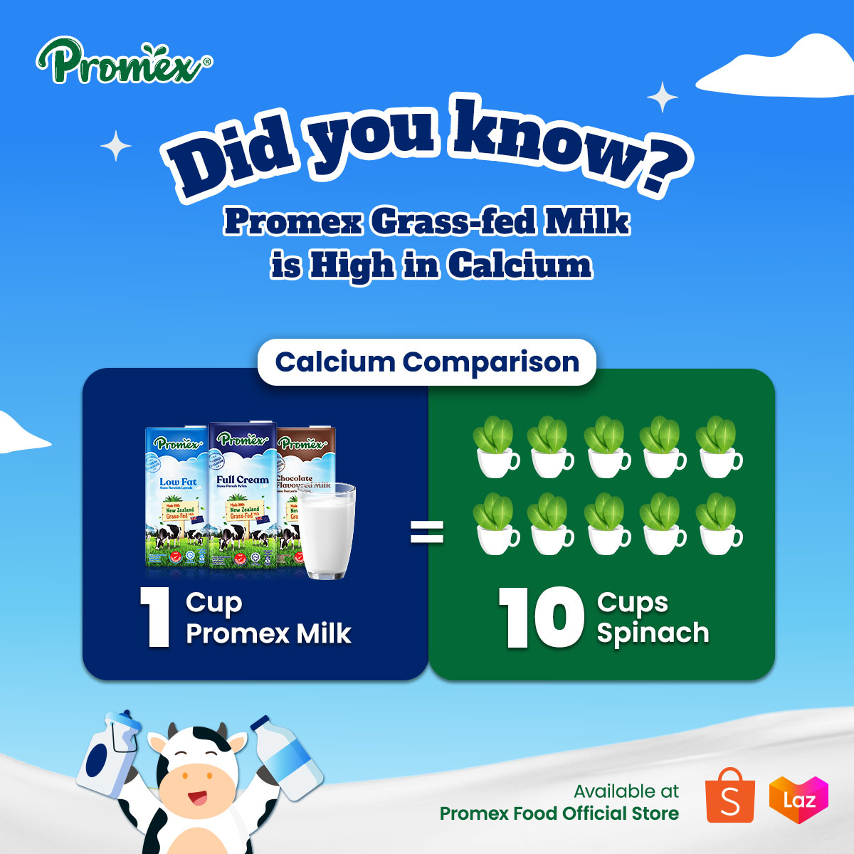 Promex Grass-fed UHT Full Cream Milk (1L x 4) | Shopee Malaysia