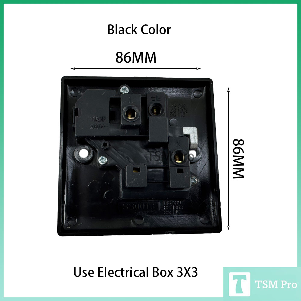 13A Switch Socket 3Pin Black Color SIRIM Approved with Easy 2 Pin Plug ...