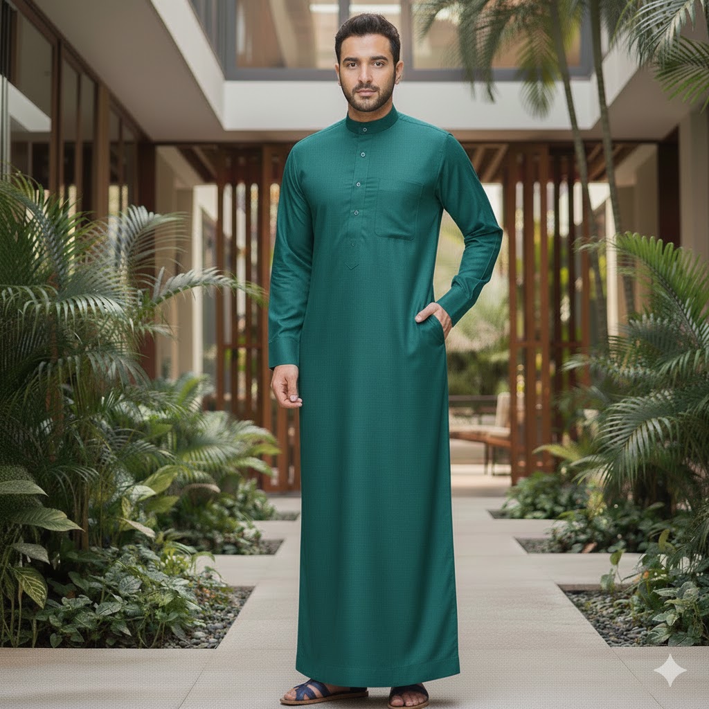Jubah Lelaki Muslim Modern Thobe Arab Stand Collar & Pockets - Baju ...